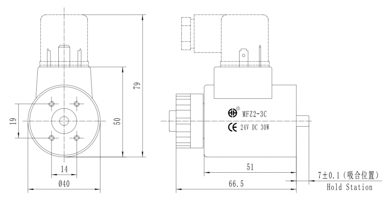 MFZ2-3C螺钉连接直流干式球阀用电磁铁